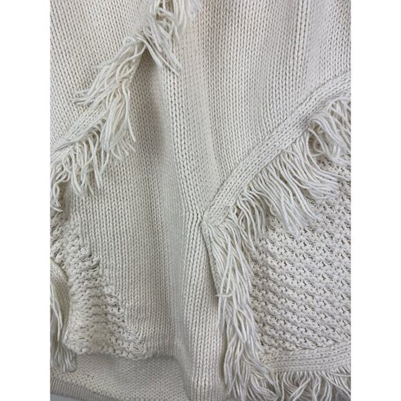 Anthropologie Size S Cream Cotton Silk Blend Fringed Sweater Vest - Picture 2 of 8